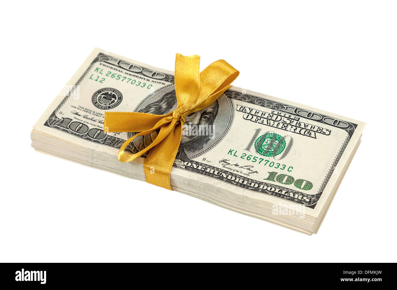 Stack of Ten Thousand Dollar Piles of One Hundred Dollar Bills Isolated on  White Background Stock Photo - Alamy