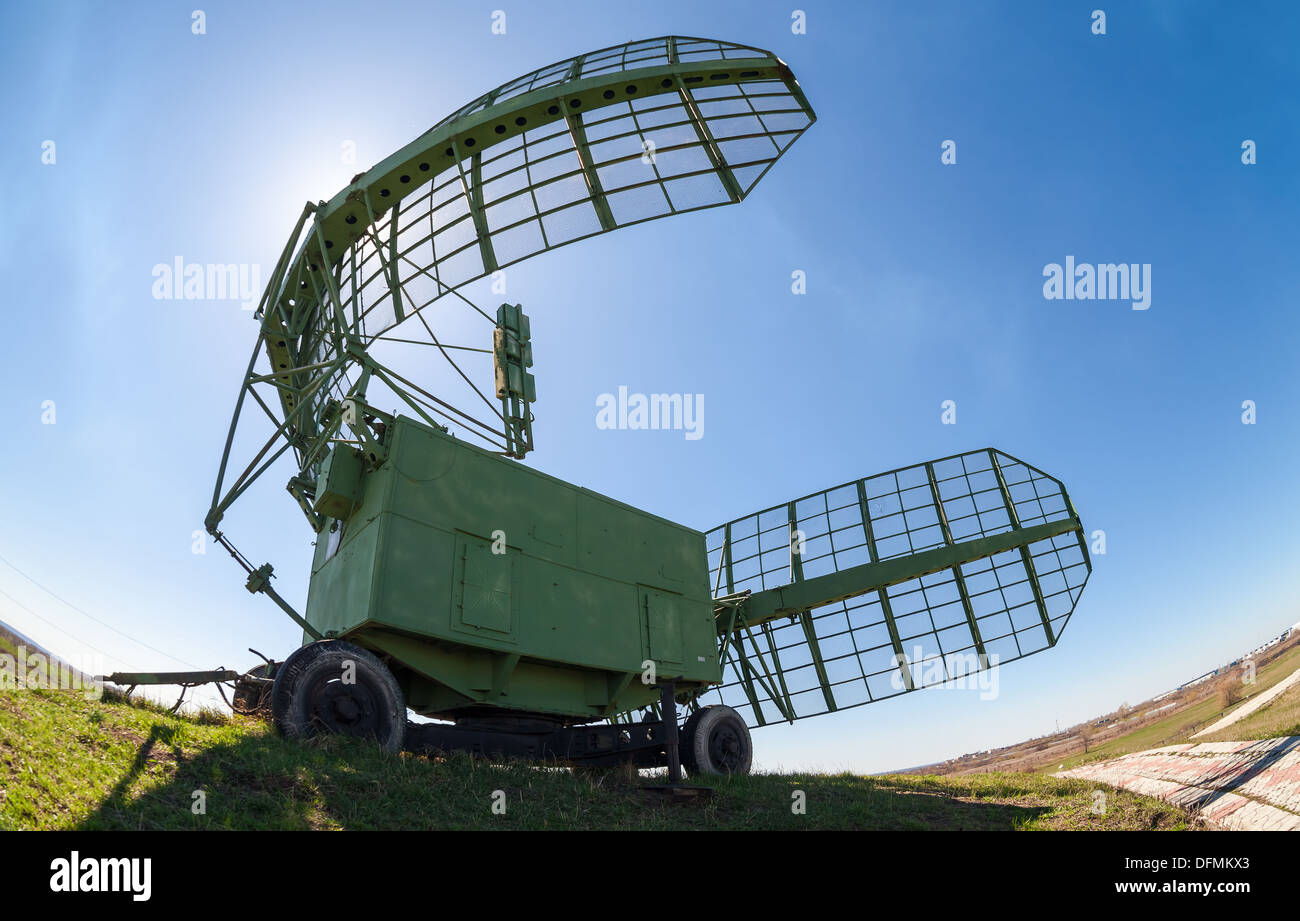Military russian radar station against blue sky Stock Photo - Alamy