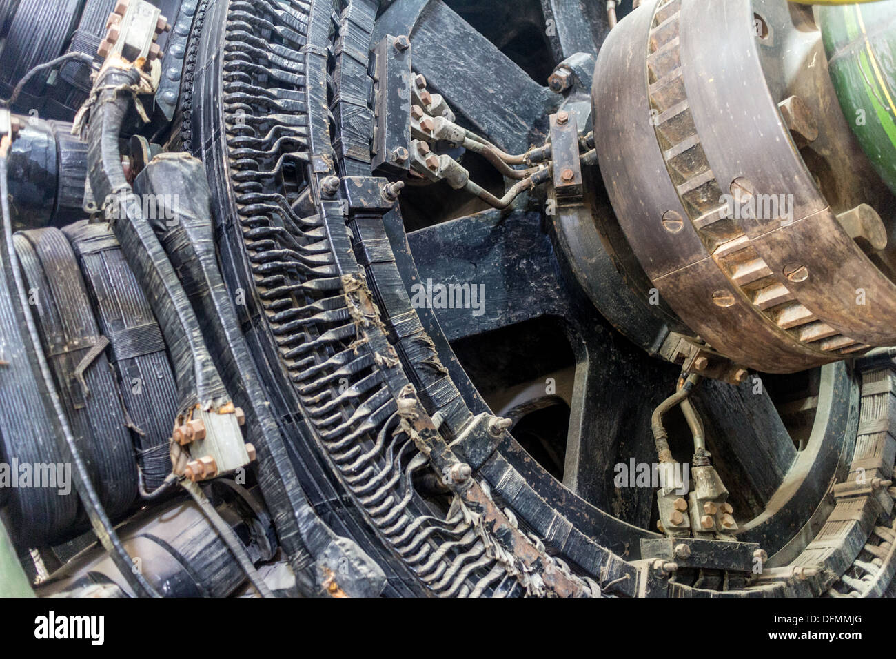 A view of an old AC Slipring induction motor, coupled electrically and