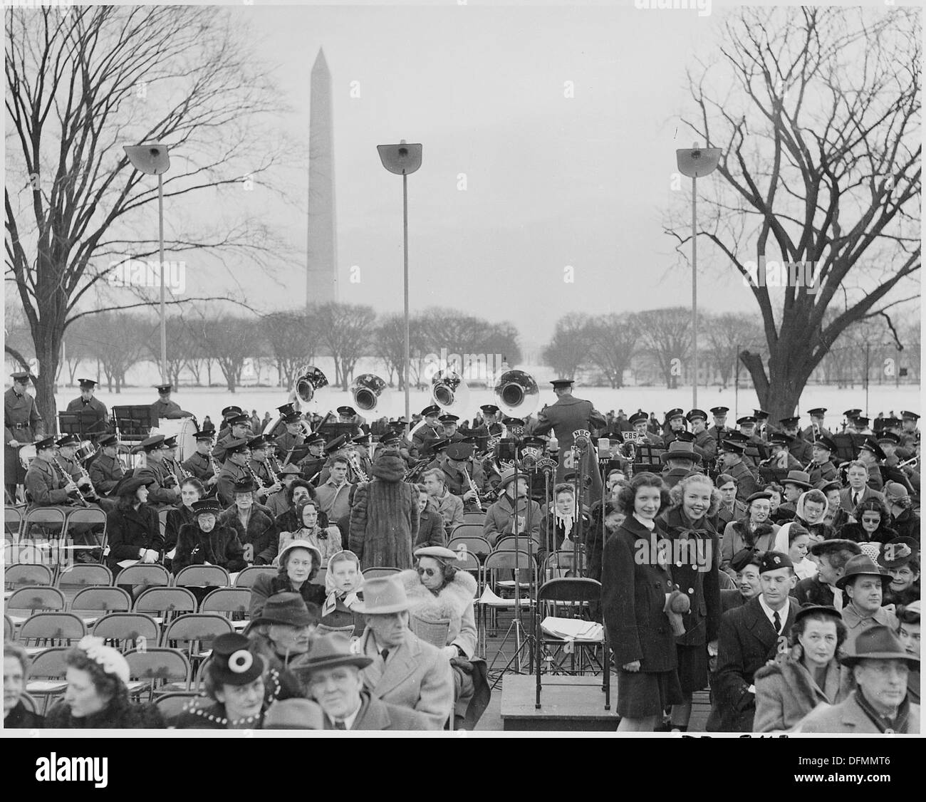 A crowd is gathered on the South Lawn of the White House for the lighting of the National Community Christmas Tree. This event is a longstanding tradition marking the start of the holiday season in Washington, D.C. Stock Photo
