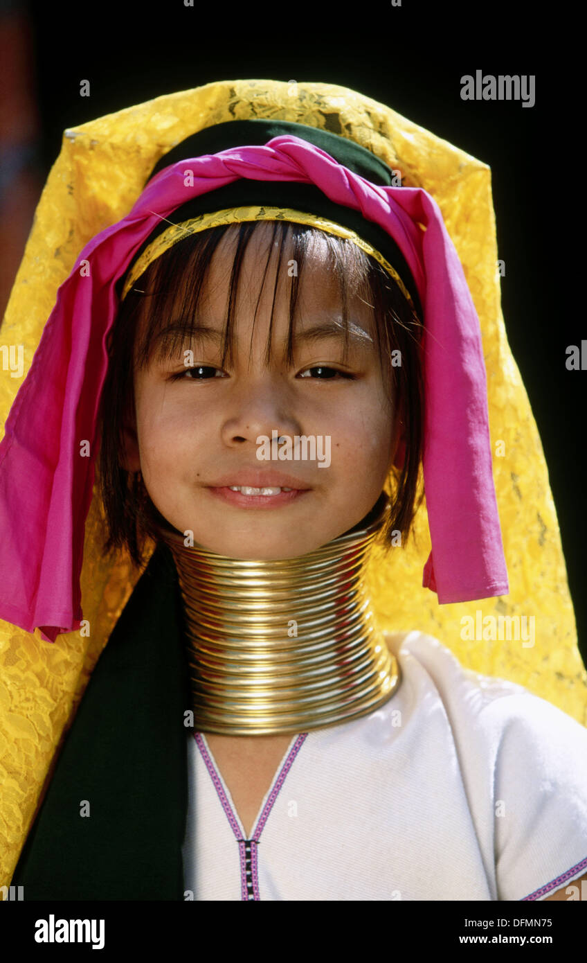 Long neck girl. Long Neck Hilltribe. Chiang Mai. Thailand Stock Photo