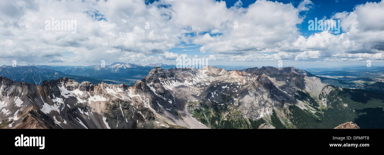 View from summit of Mt. Sneffels (14150 ft), San Juan mountains, Colorado, USA Stock Photo
