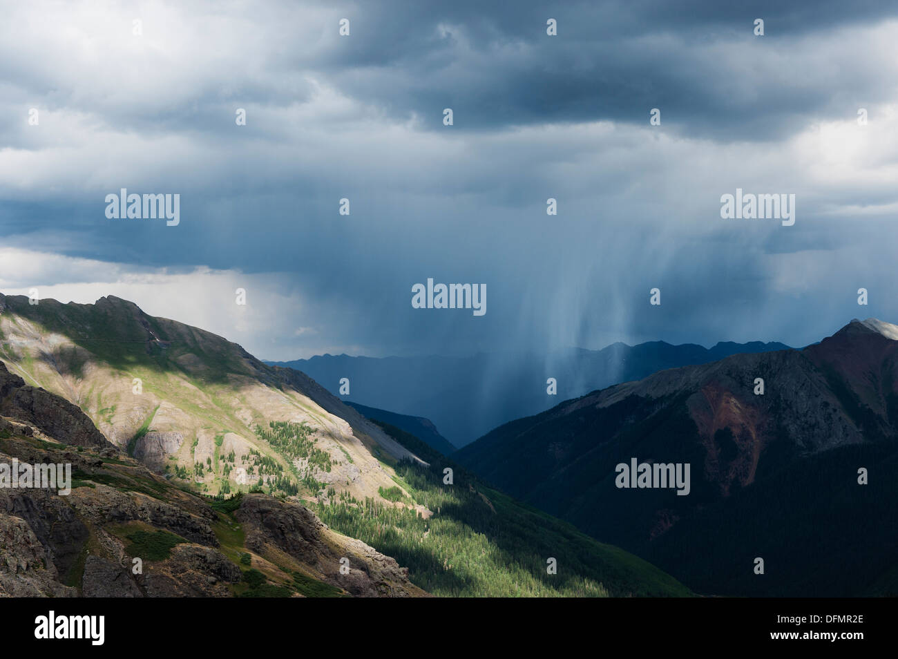 Summer thunderstorms from Ice Lakes Basin, San Juan mountains, Colorado, USA Stock Photo