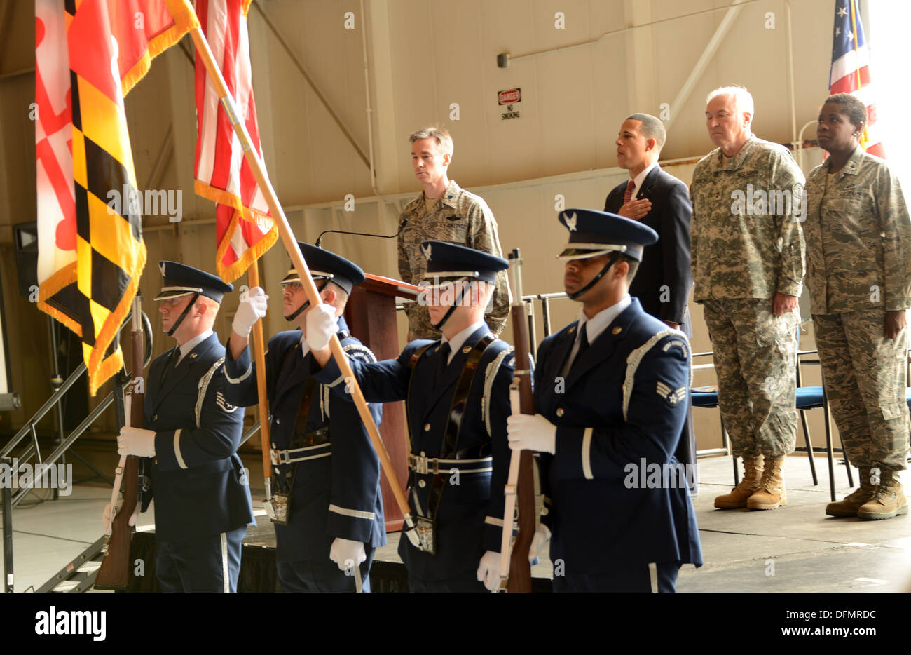 The honor guard presents the colors during the inactivation ceremony of ...