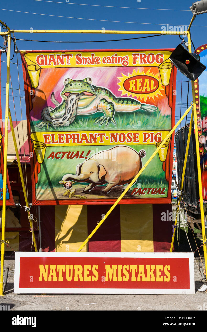 Freak show sign at Great New York State Fair. Stock Photo