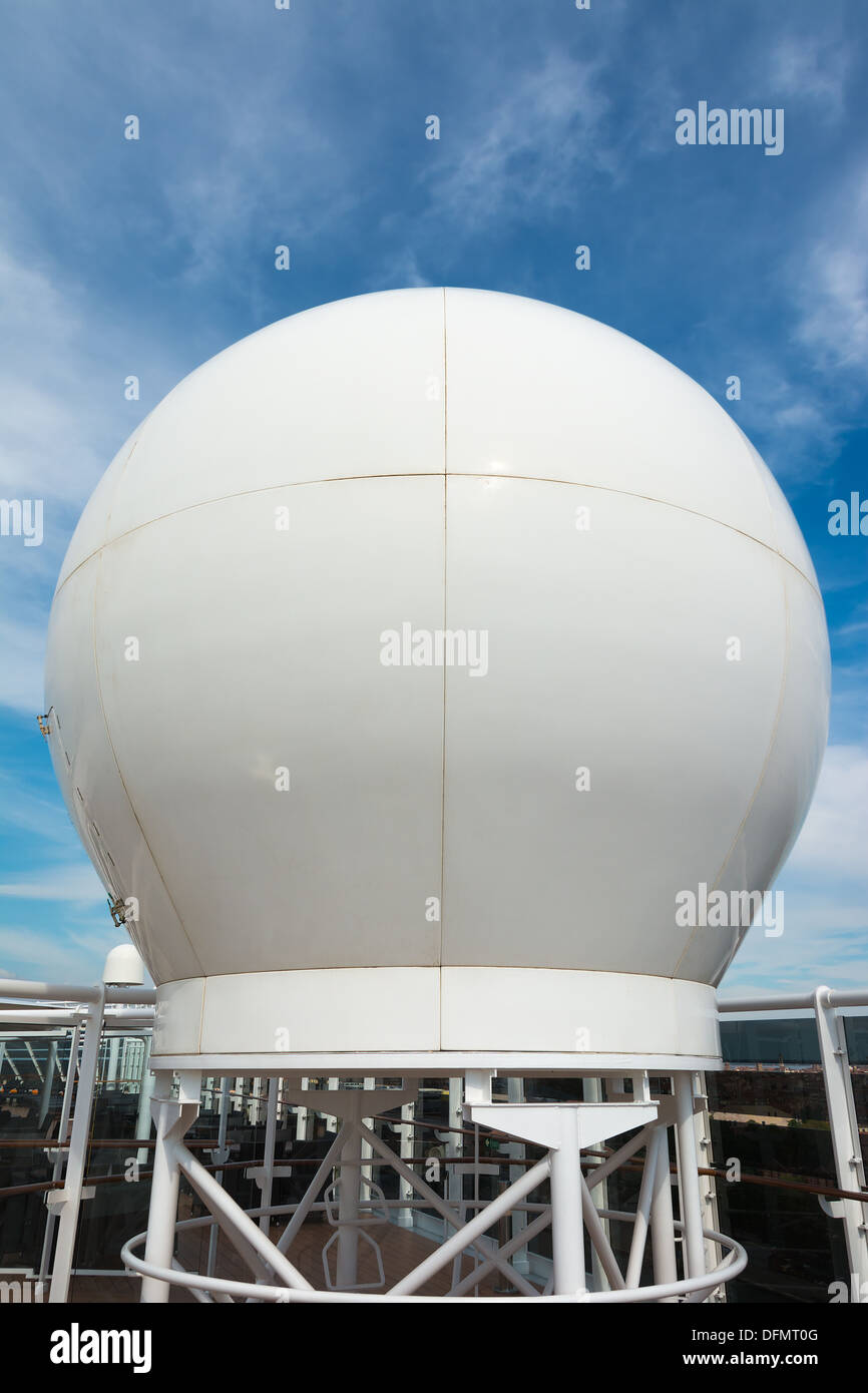 Radar system on large ship Stock Photo