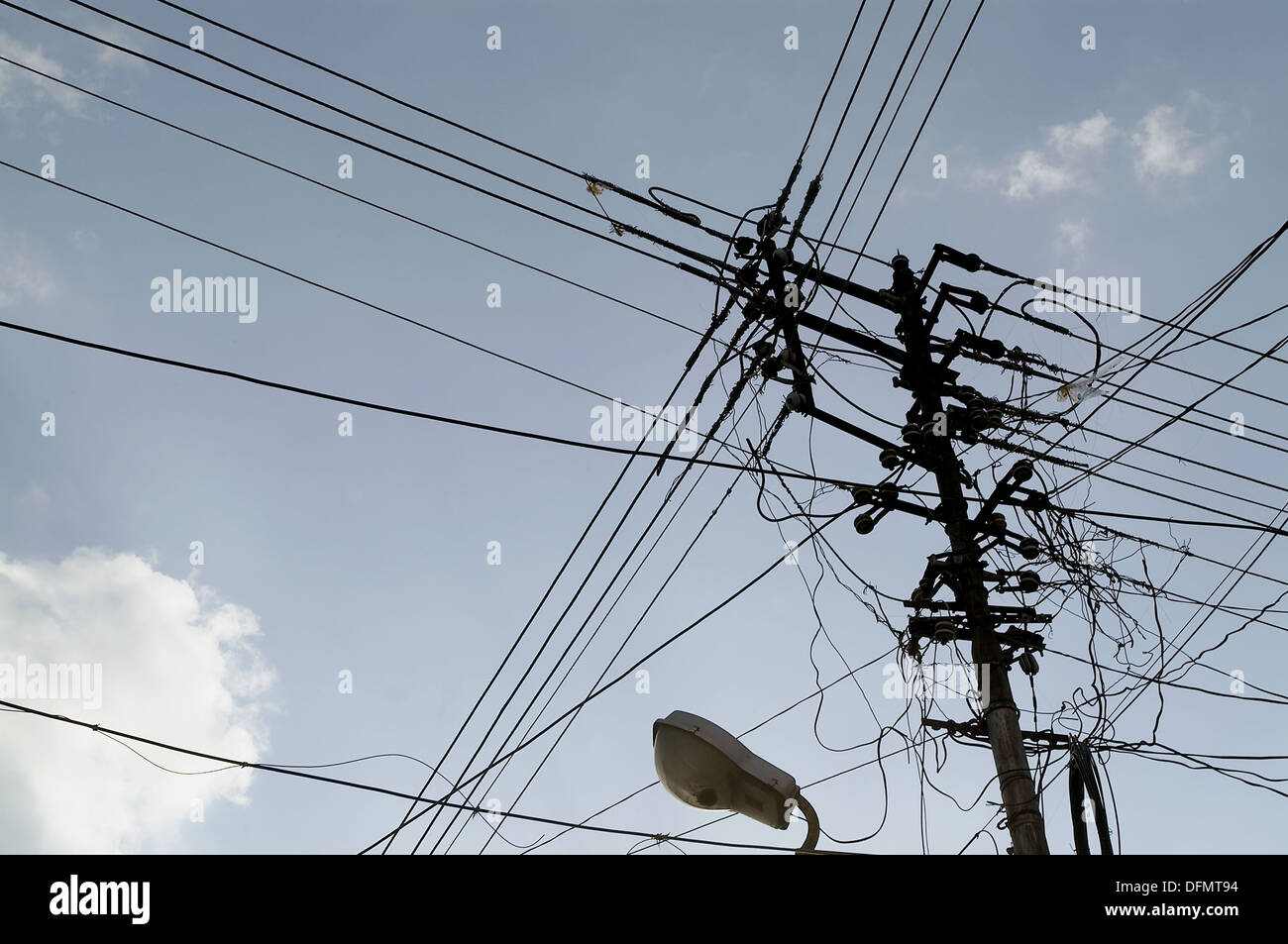 Electricity wires in India Stock Photo Alamy