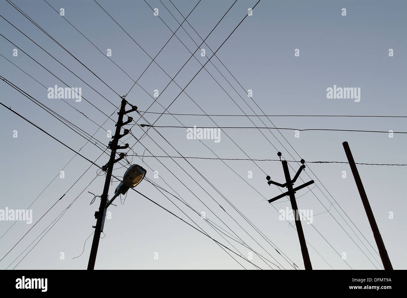 Electricity wires in India Stock Photo Alamy