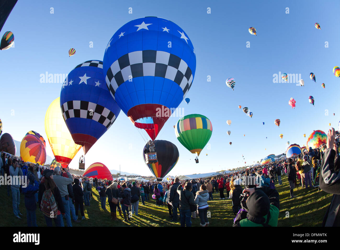 Albuquerque International Balloon Fiesta mass ascension, first day. 2013 Stock Photo