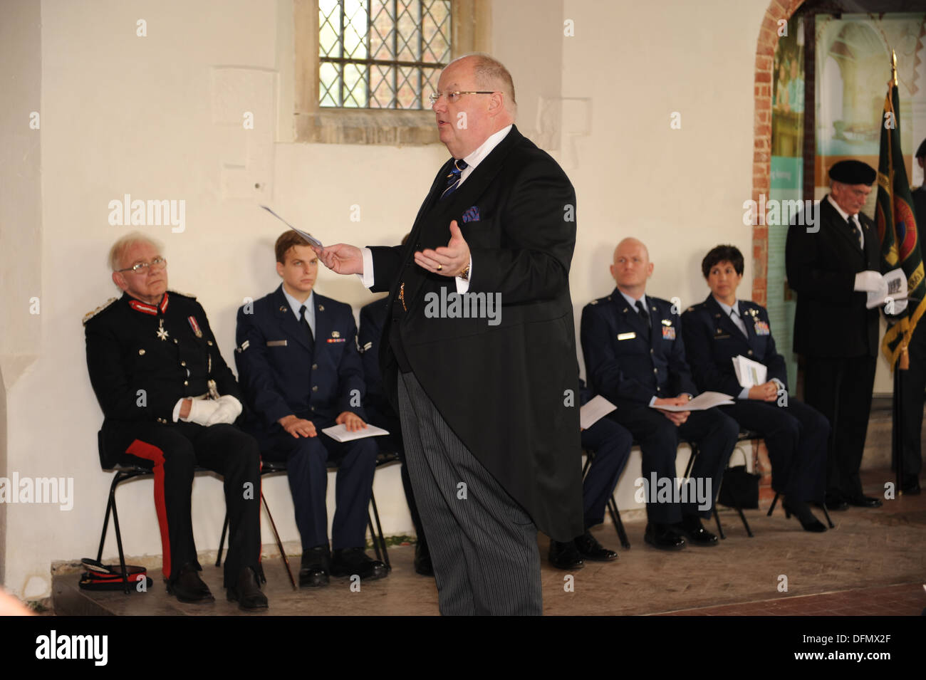 The Right Honorable Eric Pickles, Member of Parliament, thanks everyone who attended the remembrance service Sept. 28, 2013, at Stock Photo