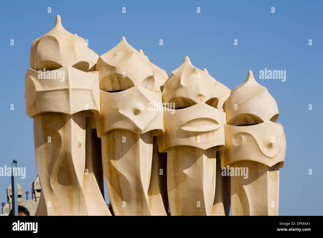 Detail of chimneys at roof terrace of Milà House aka La Pedrera 1906
