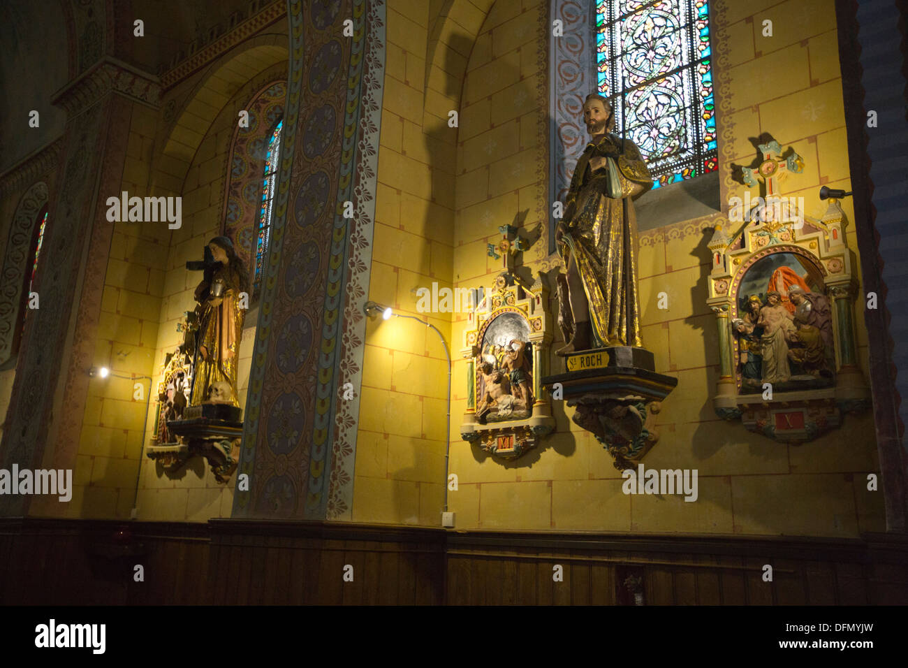 Interior of Church of Saint Mary Magdalene at Rennes le Chateau, Aude ...