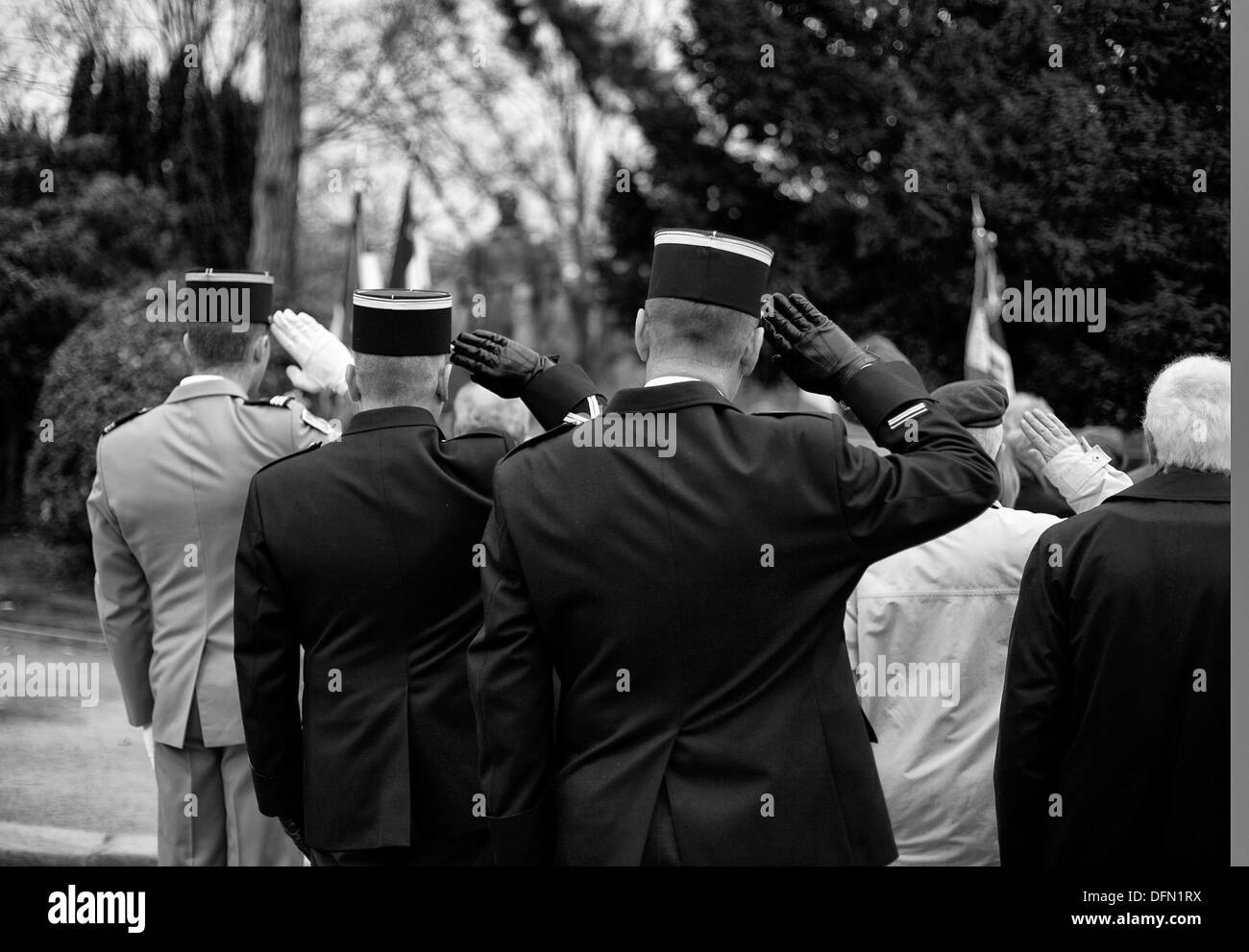 Remembrance parade in Père Lachaise Cemetery in eastern Paris Stock Photo