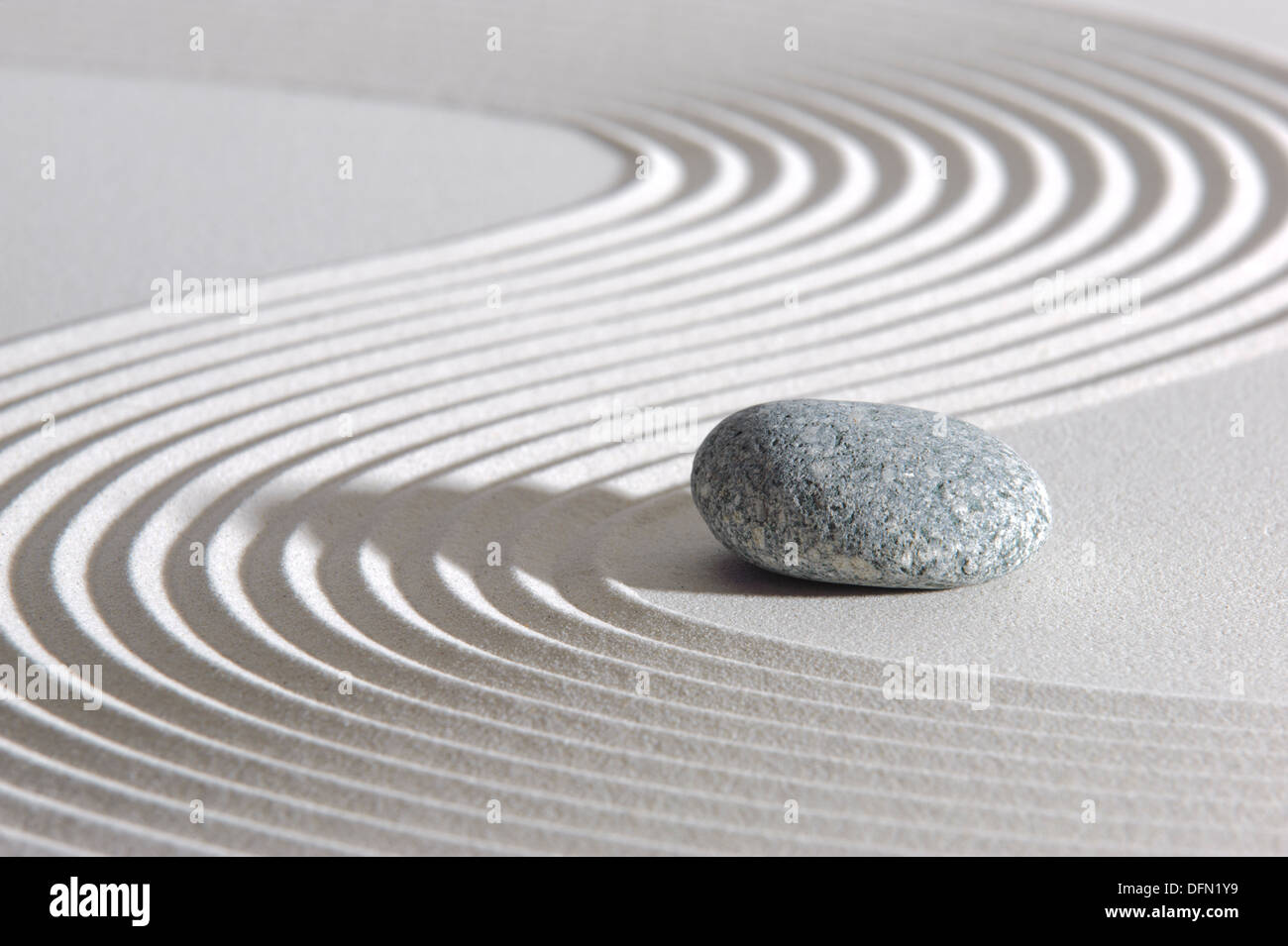 Japan Zen Garden In Sand With Stone Stock Photo 61313485 Alamy