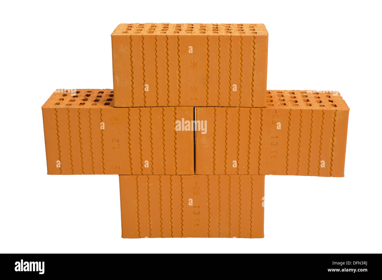 four bricks isolated over white background Stock Photo