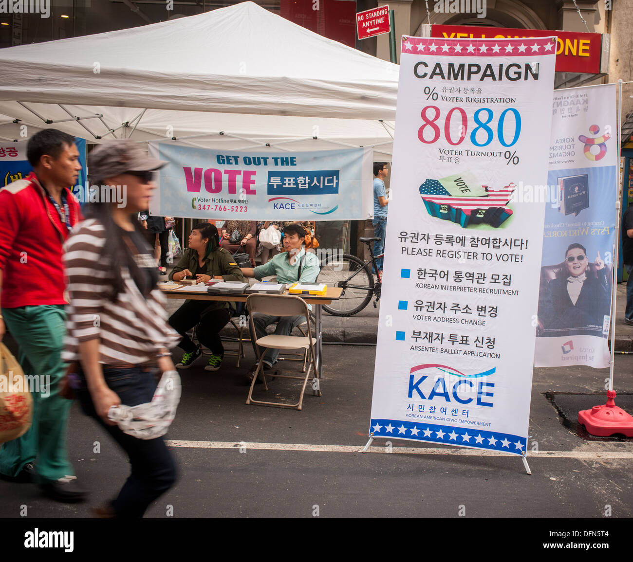 Voter registration tent in the Koreatown street festival after the
