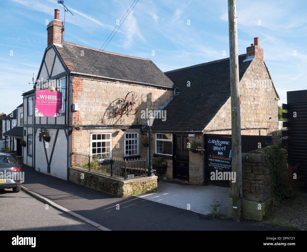 The Wheel Inn in Hollbrook near Belper, Derbyshire, United Kingdom, UK. Stock Photo
