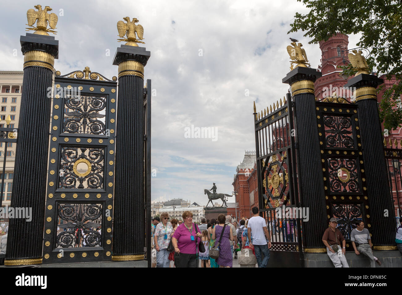 Gates of Alexander Gardens with Statue Marshal Zhukov Stock Photo Alamy