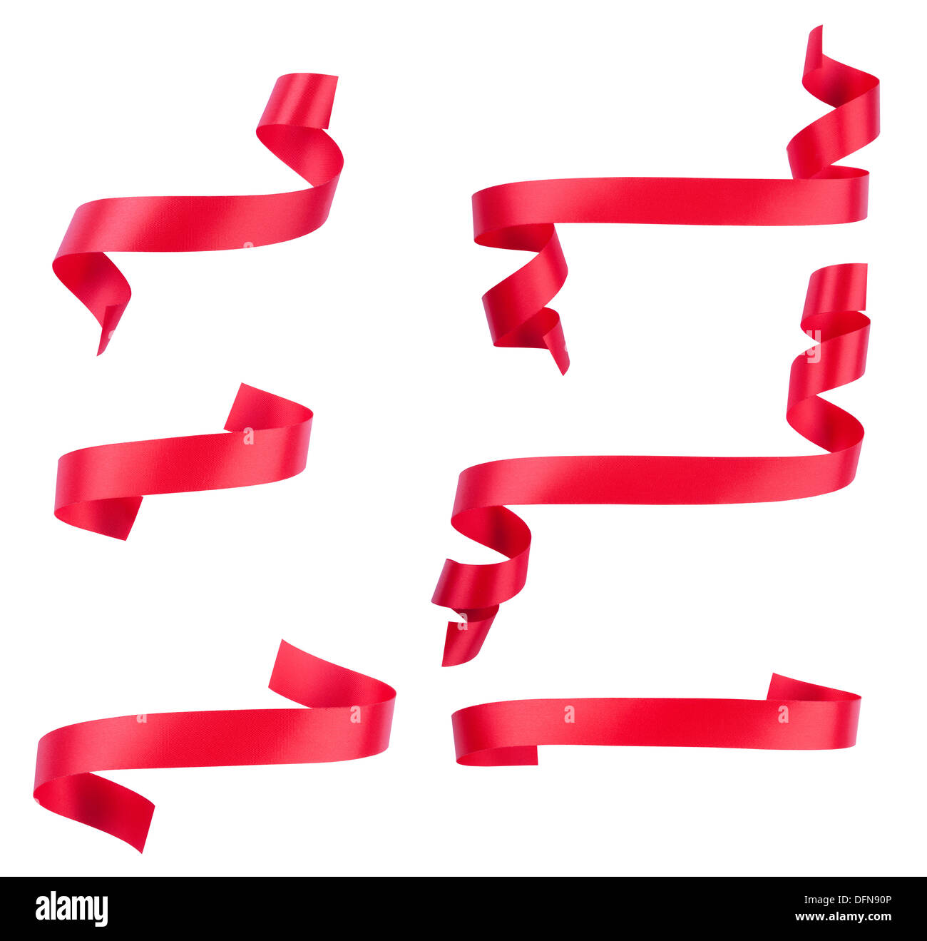 Red ribbon banner collection with path Stock Photo - Alamy