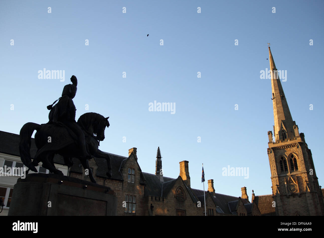 The statue of Lord Londonderry in Durham Market Place in the late evening Stock Photo