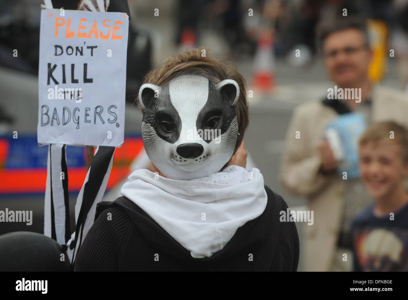 Badger cull protester, London, UK Stock Photo