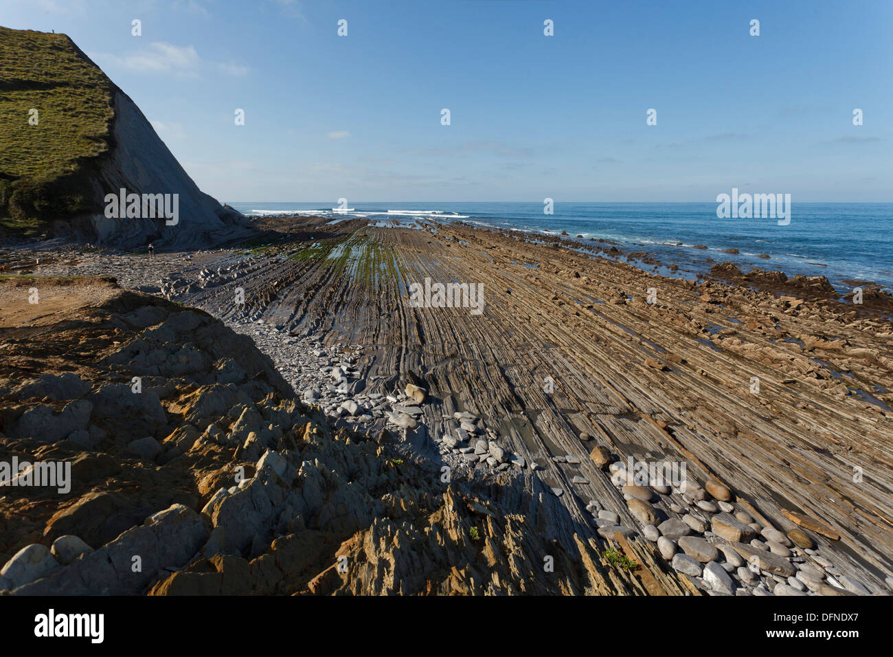 Intertidal zone, steep coast beetween Zumia and Deba, Atlantic ocean, Camino de la Costa, Camino del Norte, coastal route, Way o Stock Photo