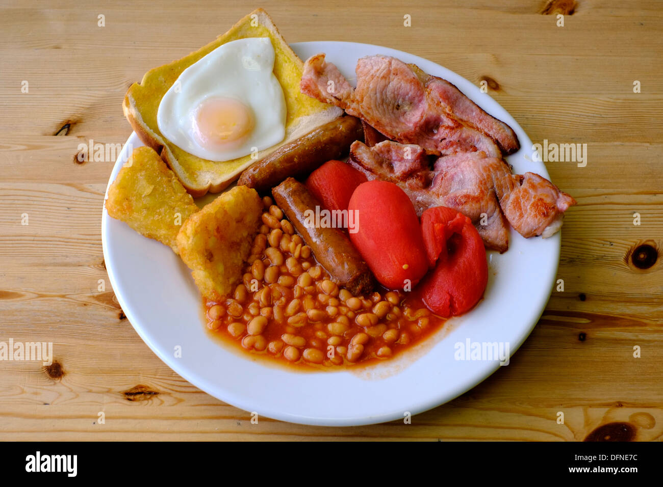 traditional cooked english breakfast as served in a typical cafe Stock