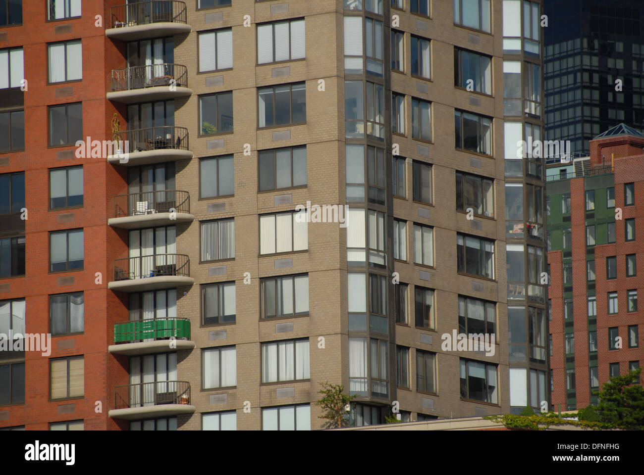 Apartment buildings in Battery Park City. Hudson River. Lower Manhattan