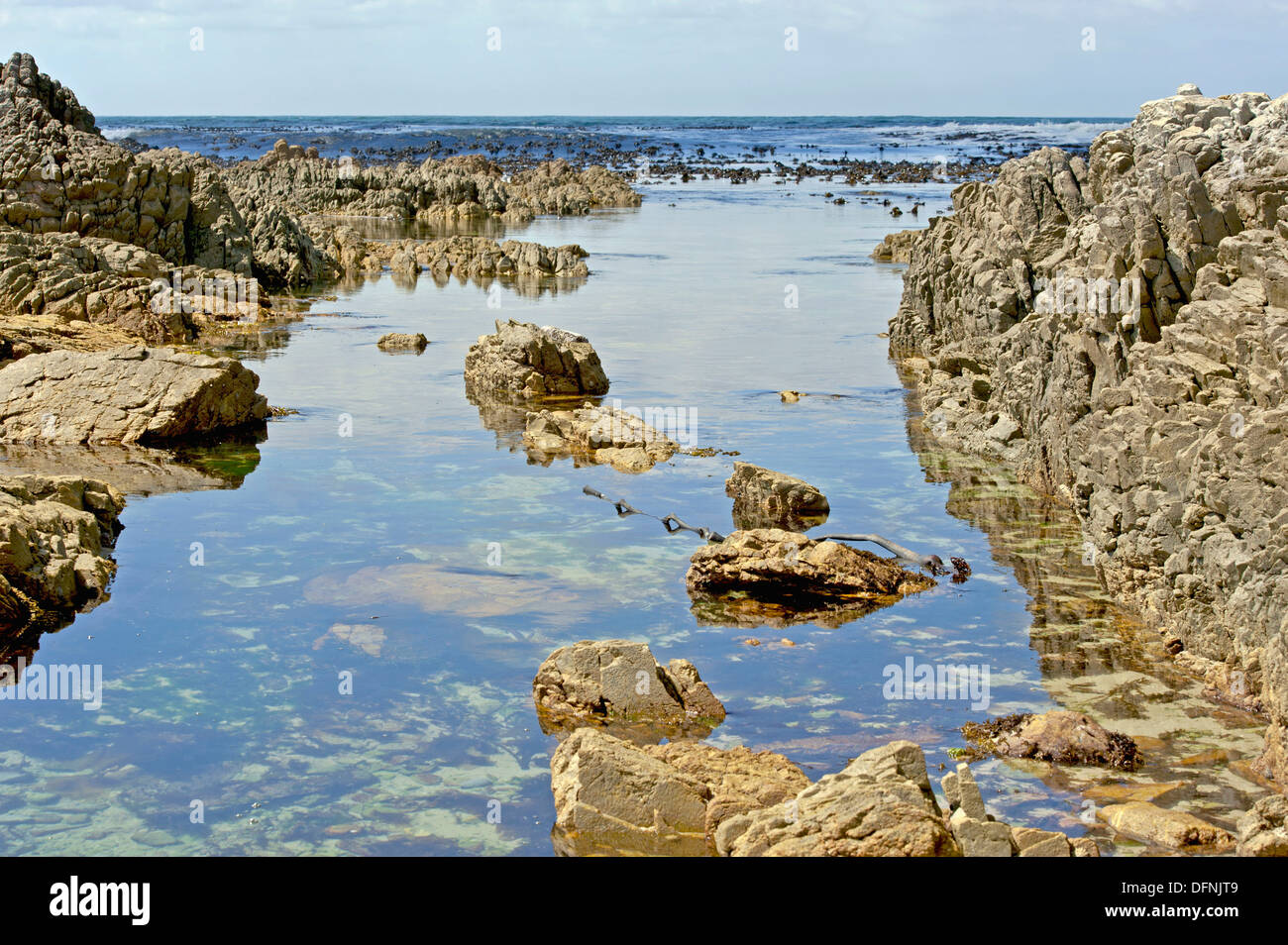 Rock pools and gullies along the South Africa South Coast at Vermont in