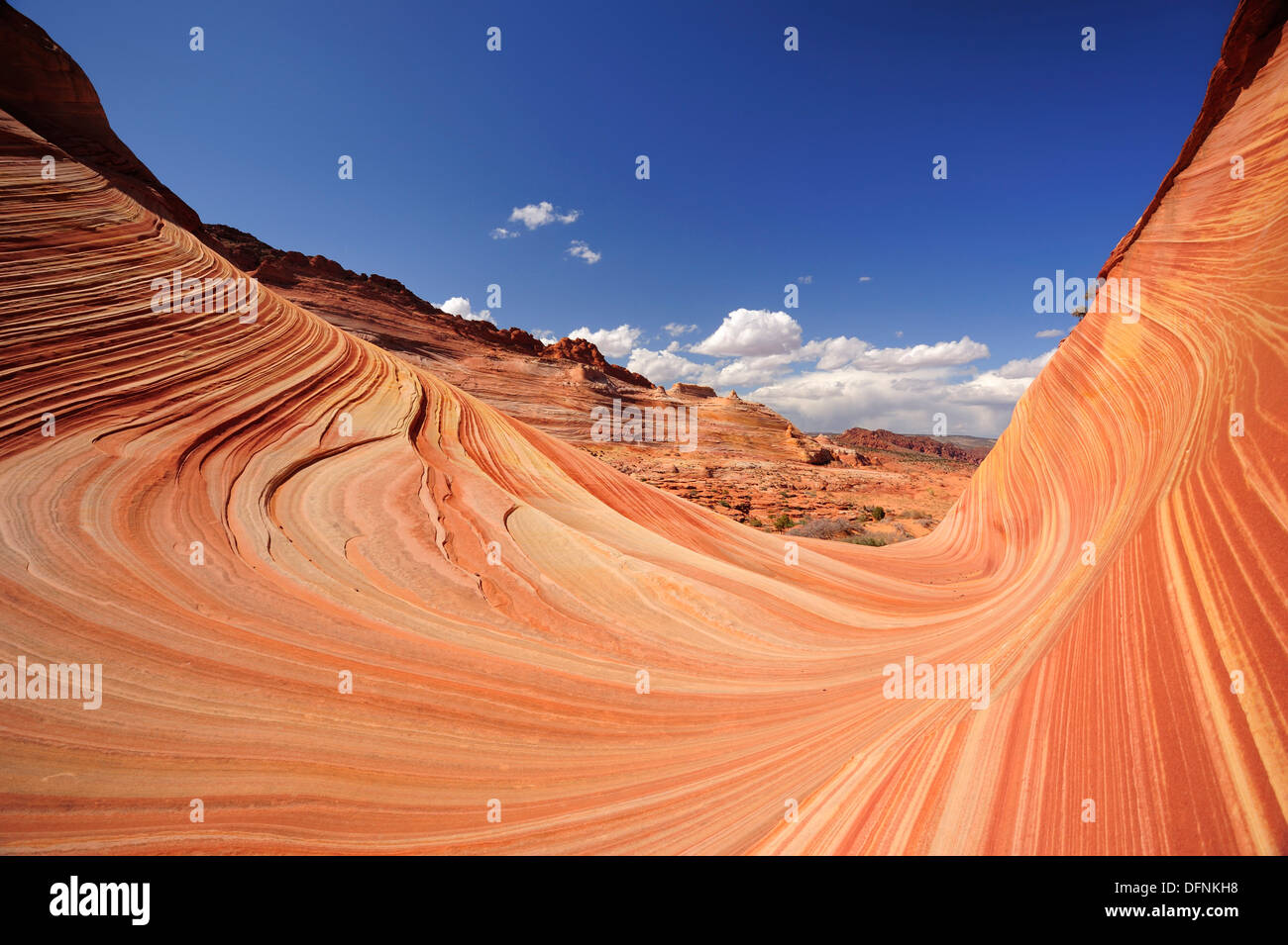 Red sandstone formation, The Wave, Coyote Buttes, Paria Canyon, Vermilion Cliffs National Monument, Arizona, Southwest, USA, Ame Stock Photo