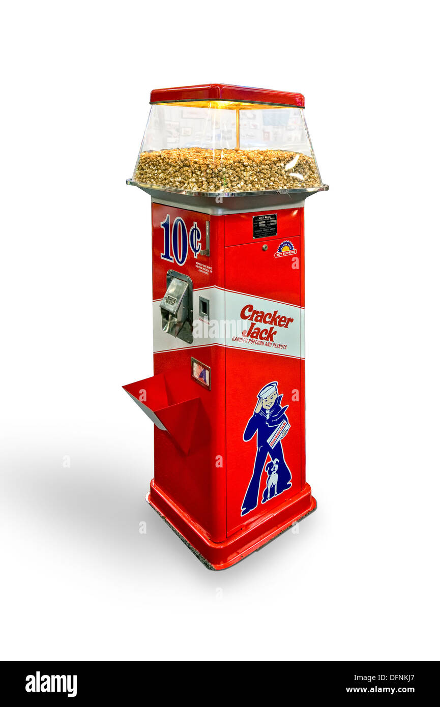 An outlined image of a coin operated Cracker Jack vending machine Stock Photo