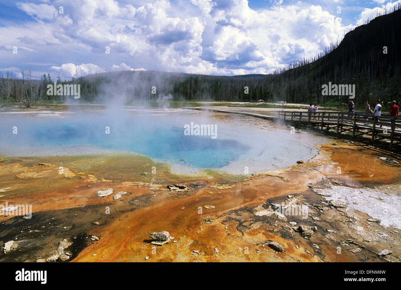 Elk265-1491 Wyoming, Yellowstone National Park, Black Sand Basin, Rainbow Pool Stock Photo