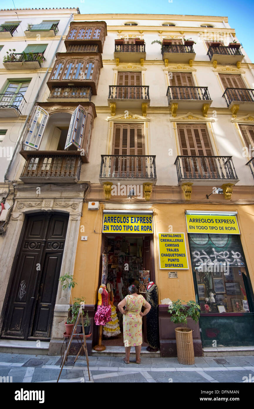Flamenco dress shop, Malaga, Andalusia, Spain, Europe Stock Photo