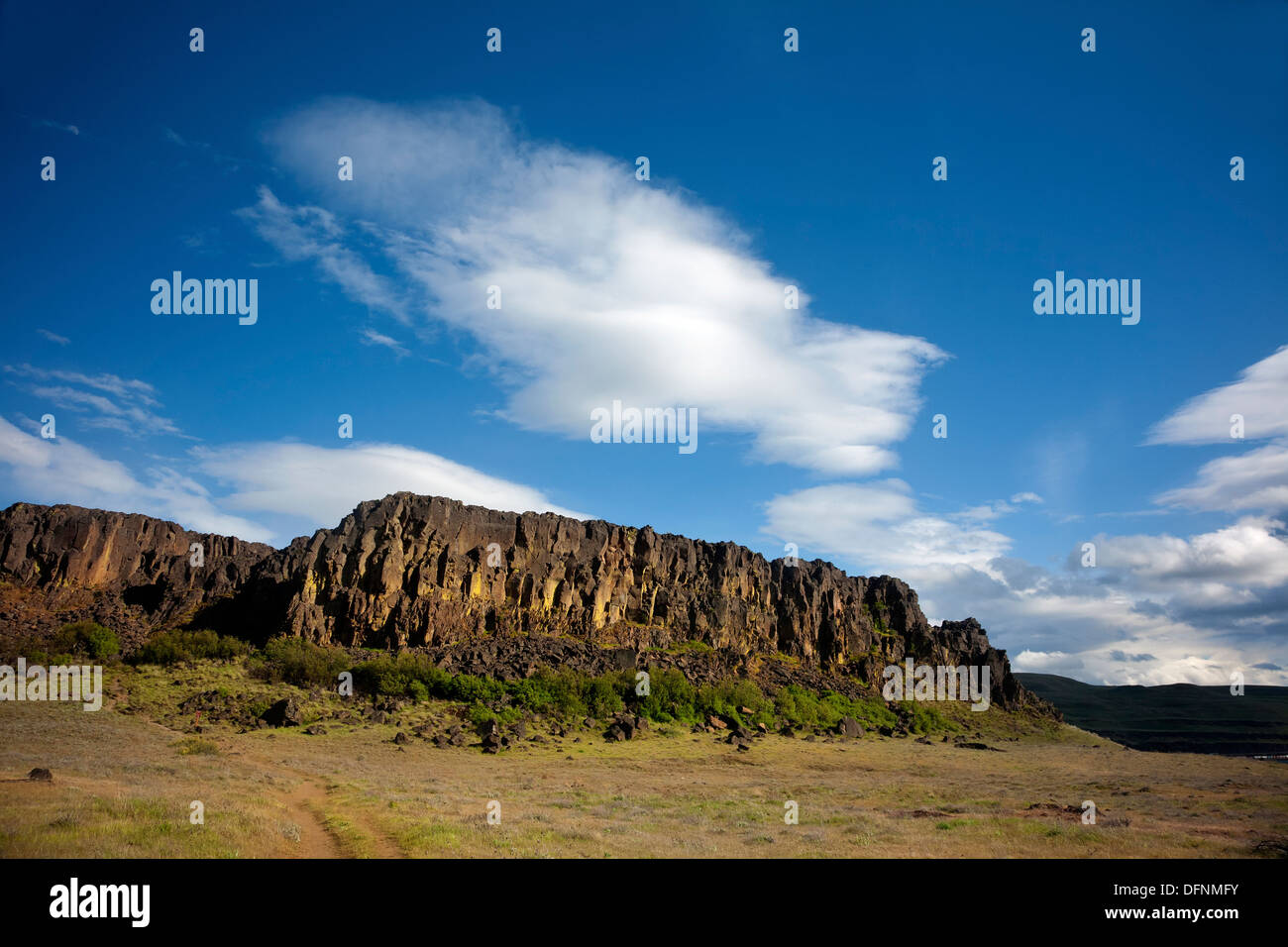WASHINGTON - Horsethief Butte overlooking the Columbia River in Horsethief Lake State Park. Stock Photo