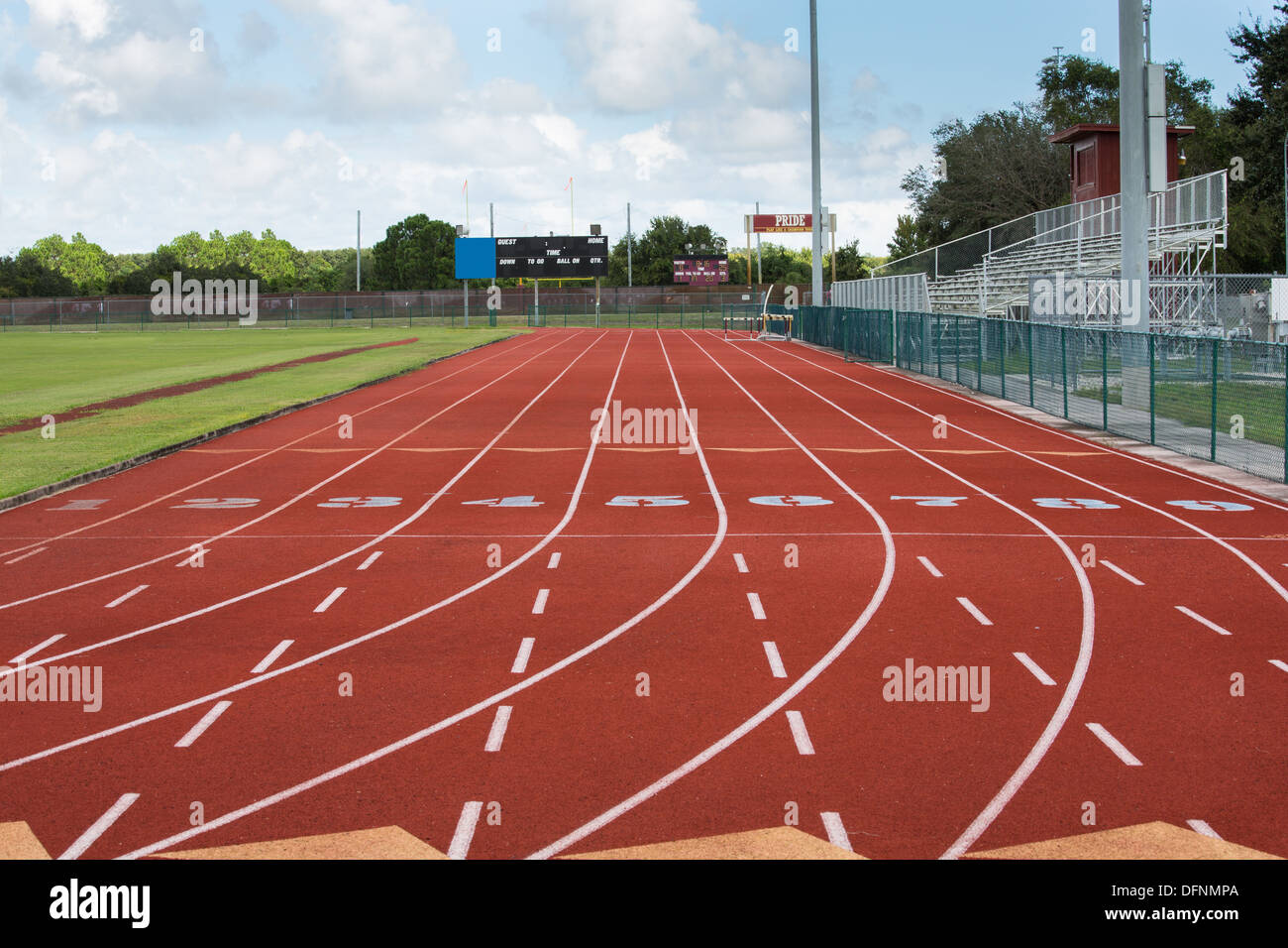 This image shows the nine lanes and the start at the local running