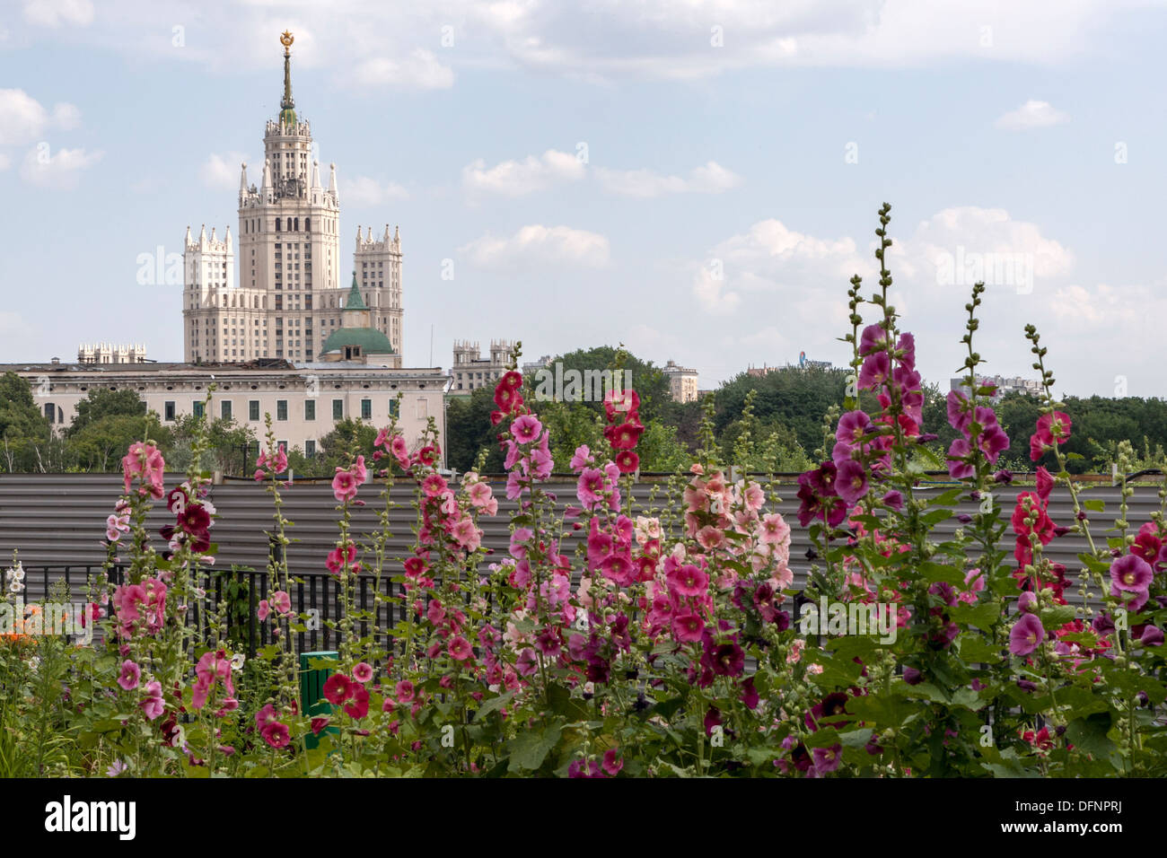 View Kotelnicheskaya Embankment Apartment from The Chambers of the Boyars Romanov Moscow Stock Photo