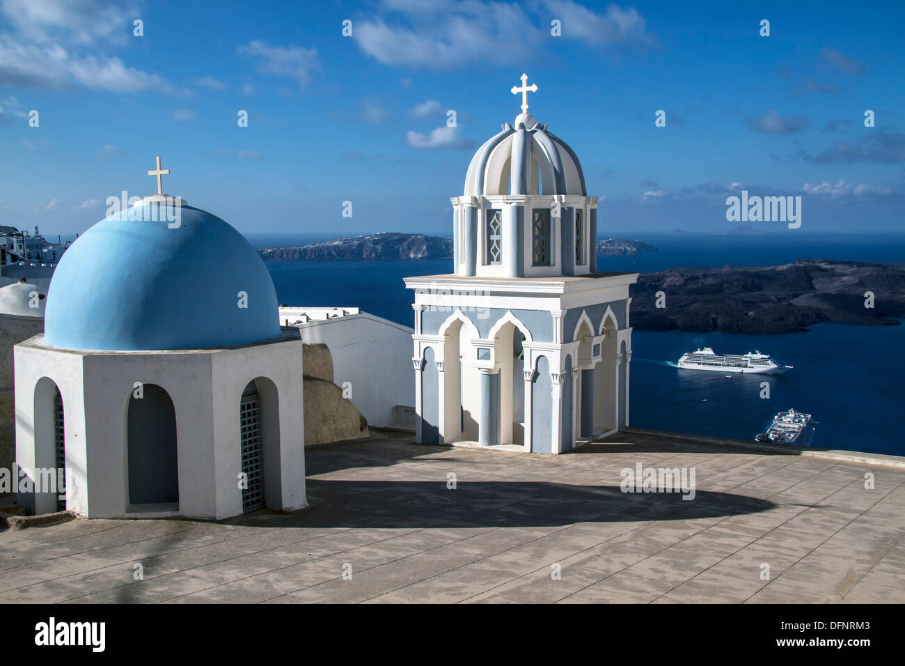 Beautiful landscape of Oia church, Santorini, Greece Stock Photo