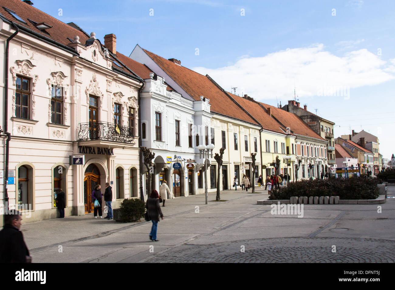 Shopping street in Trnava, Slovakai Stock Photo