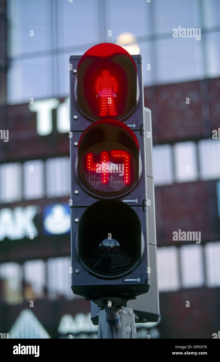Crosswalk with countdown in second from to green light. Copenhagen. Denmark Stock Photo - Alamy