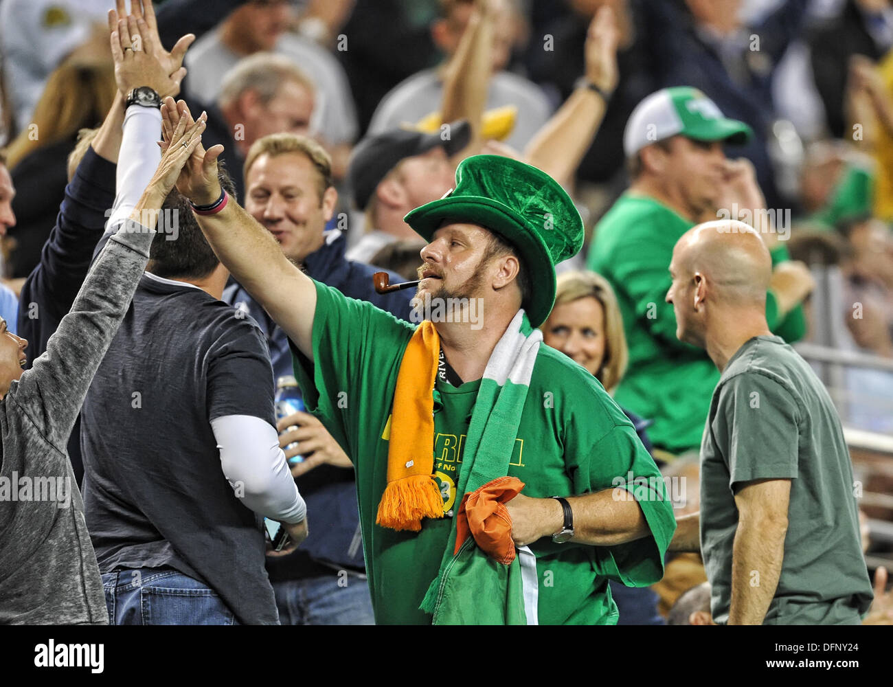 Notre Dame fans cheer .during an college football game between the Notre Dame Fighting Irish and the Arizona State Sun Devils, Saturday, Oct. 05th, 2013 in Arlington, Texas Stock Photo - Alamy
