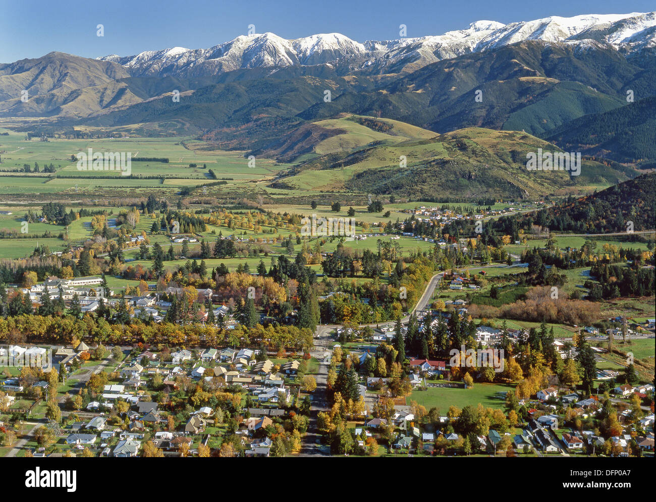 Autumn colours Hanmer Springs aerial view New Zealand Stock Photo Alamy