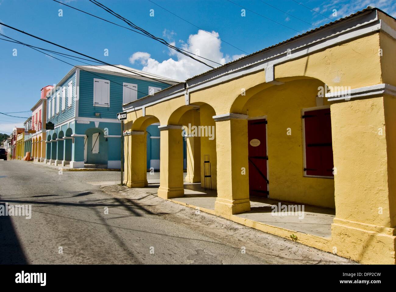 Downtown business district, Christiansted, St Croix, US VIrgin Stock