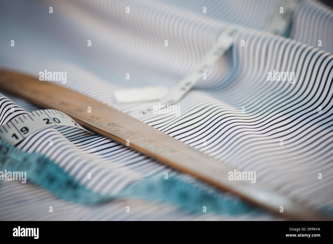 Close-up of scale and tape measure on a fabric Stock Photo