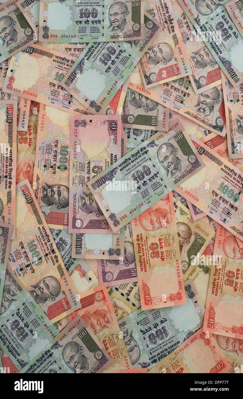 Variations of Indian Rupees Stock Photo