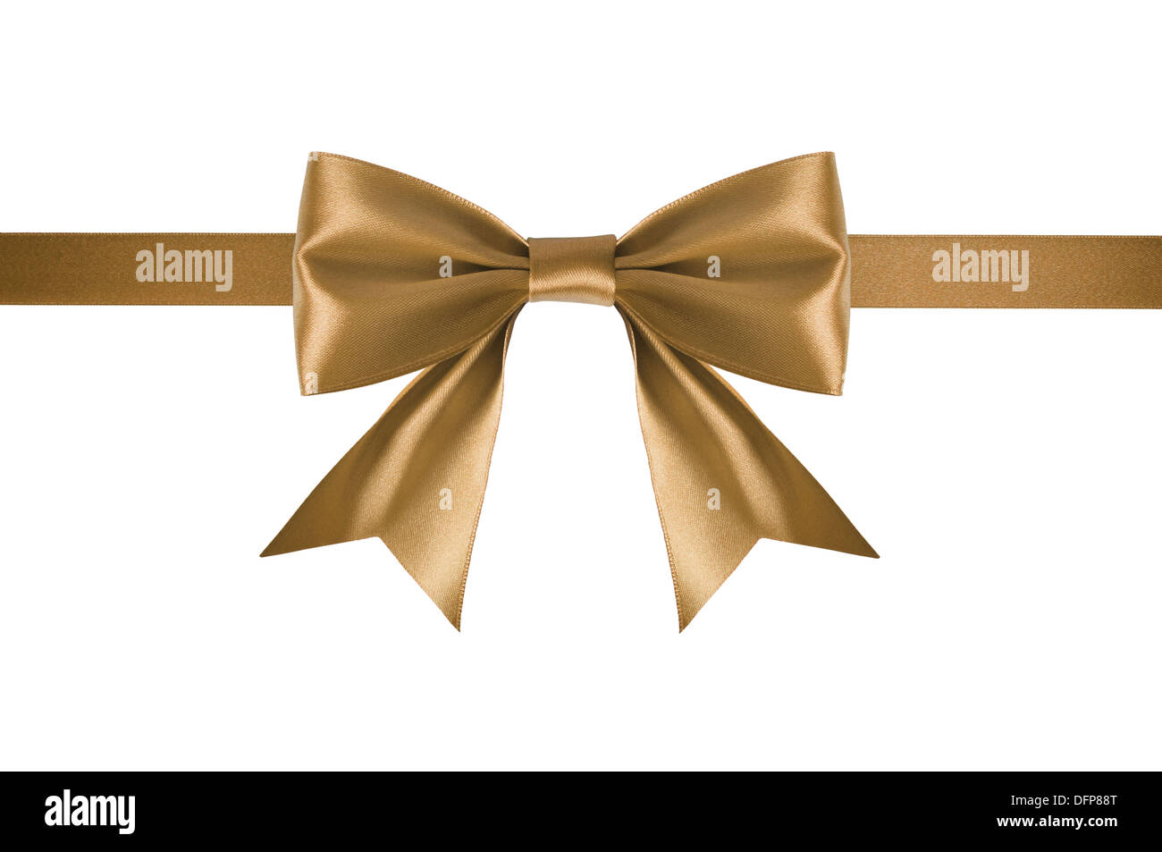 Golden satin ribbon with bow isolated on white background Stock Photo ...