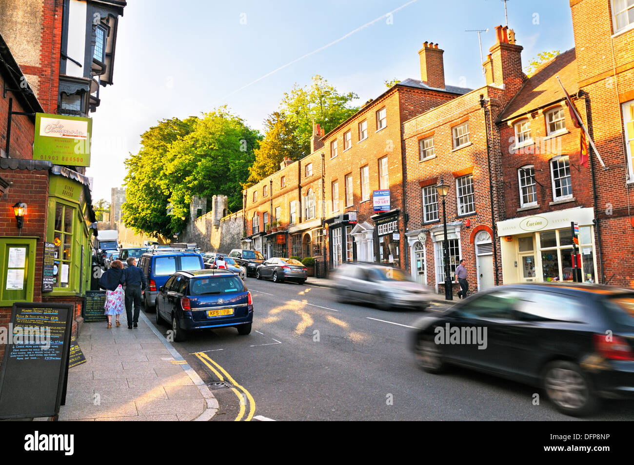 Boutique independent shops on the high street in the historic market town of Arundel in West Sussex, England, UK Stock Photo