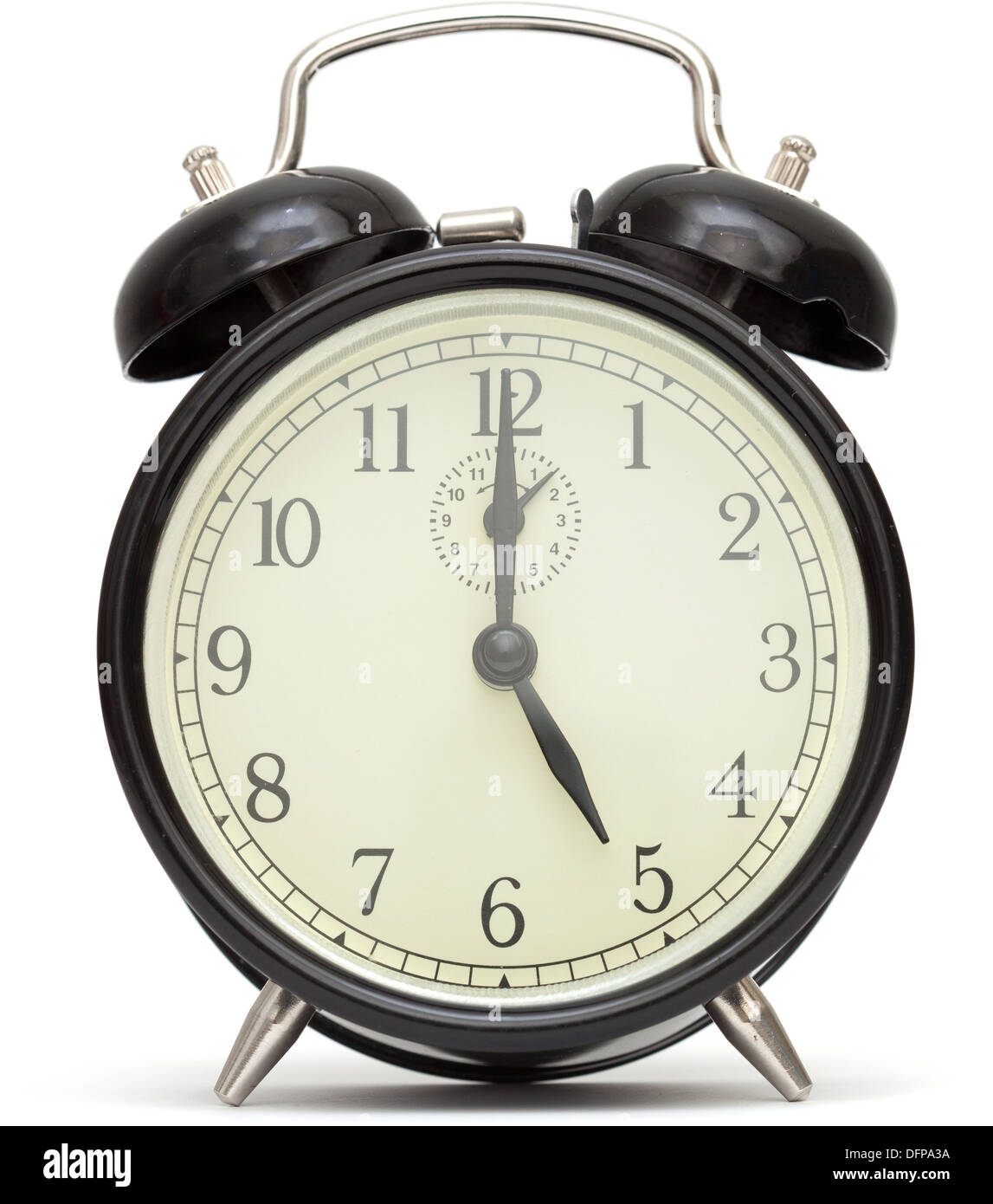 old fashioned alarm clock, black, isolated on white Stock Photo Alamy
