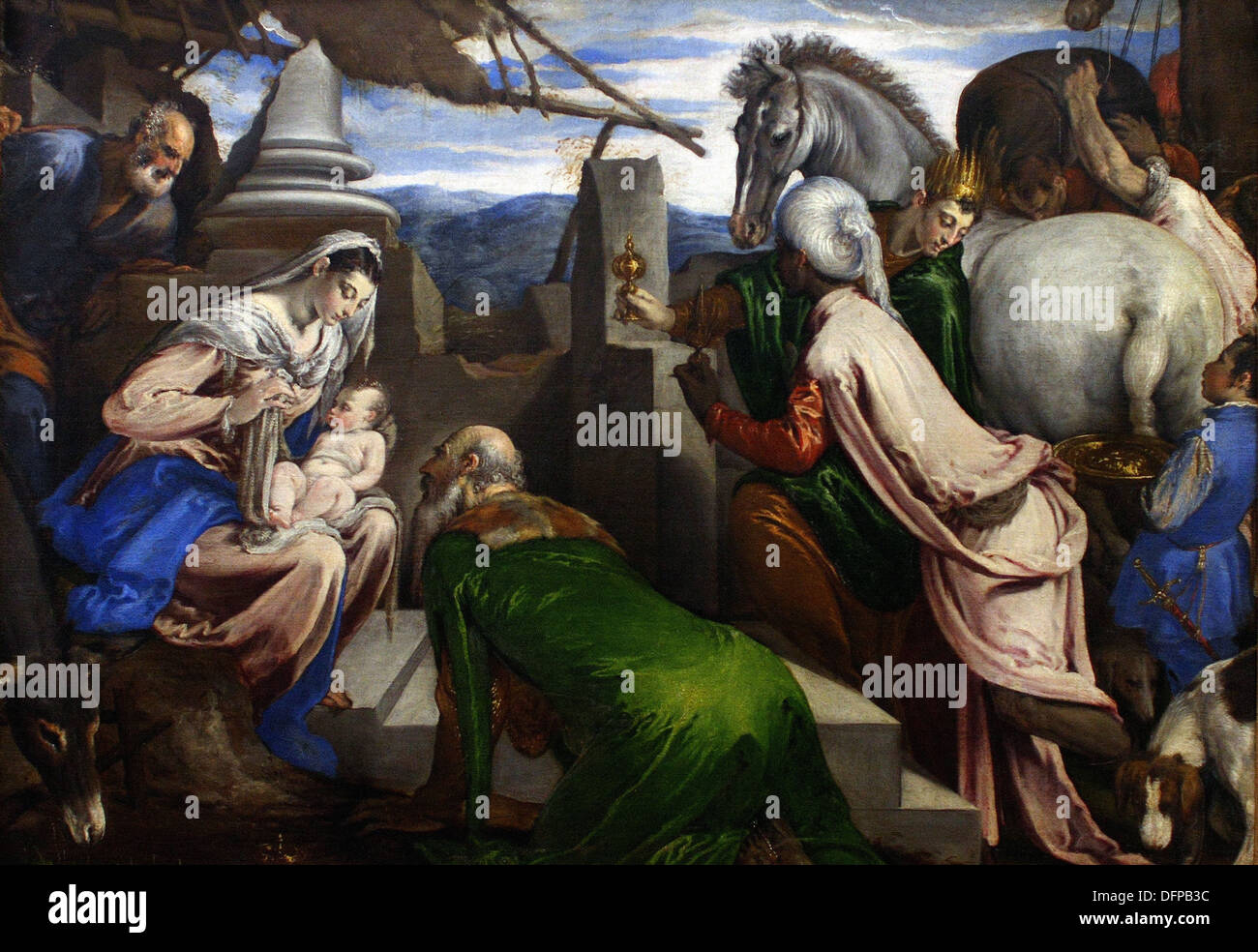 Jacopo da PONTE - Adoration de Kings - 1564 - Kunsthistoriches Museum - Vienna Stock Photo