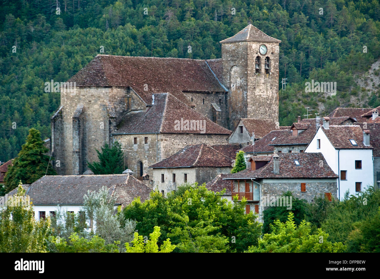 Traditional Architecture of Pyrenees Village of Anso Huesca Spain Stock