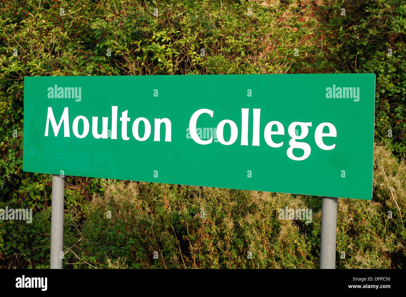 Moulton College sign on Higham Ferrers Northamptonshire Stock Photo
